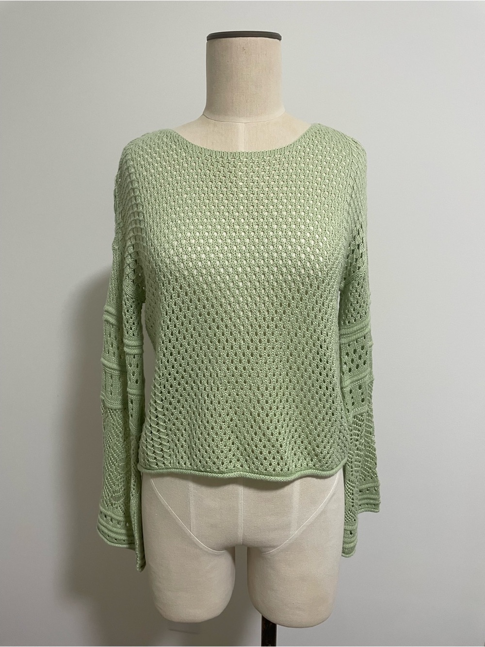 Green Open-Knit Sweater